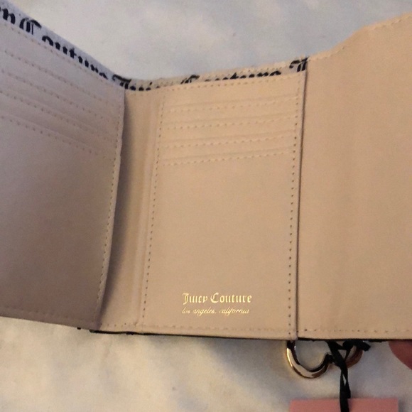 Juicy Couture Liquorice Heartless Double Sided Trifold Wallet CZ Juicy Logo NWT - Picture 13 of 16